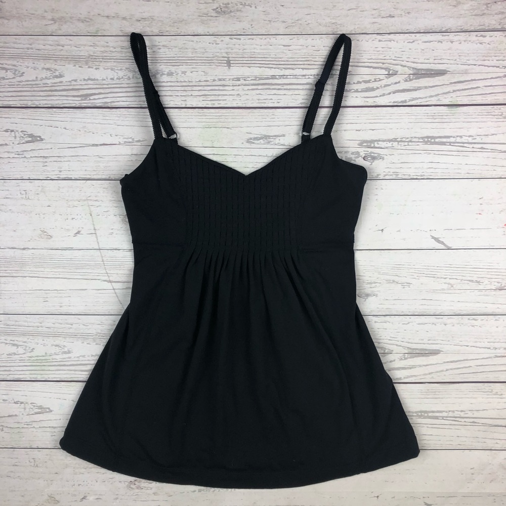 Lululemon Pleated Strappy Tank Luon Size 4 Black